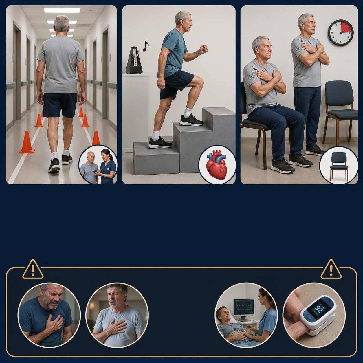 Estudante de fisioterapia conduzindo teste funcional